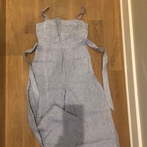 Jcrew striped linen jumpsuit